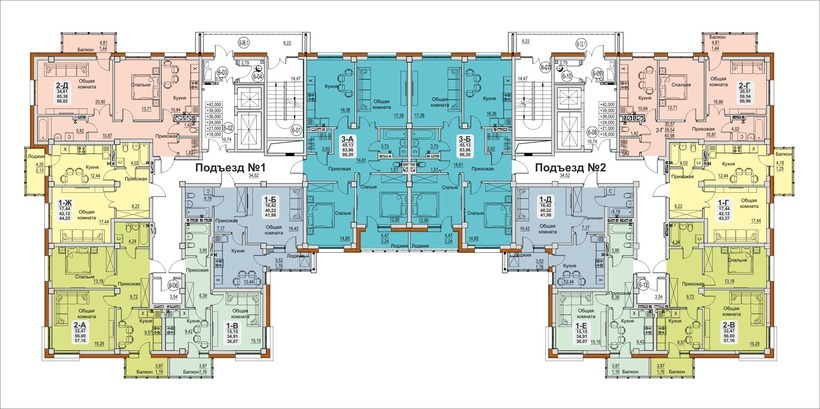 План типового этажа, 6 - 8 этаж, 12 - 14 этаж